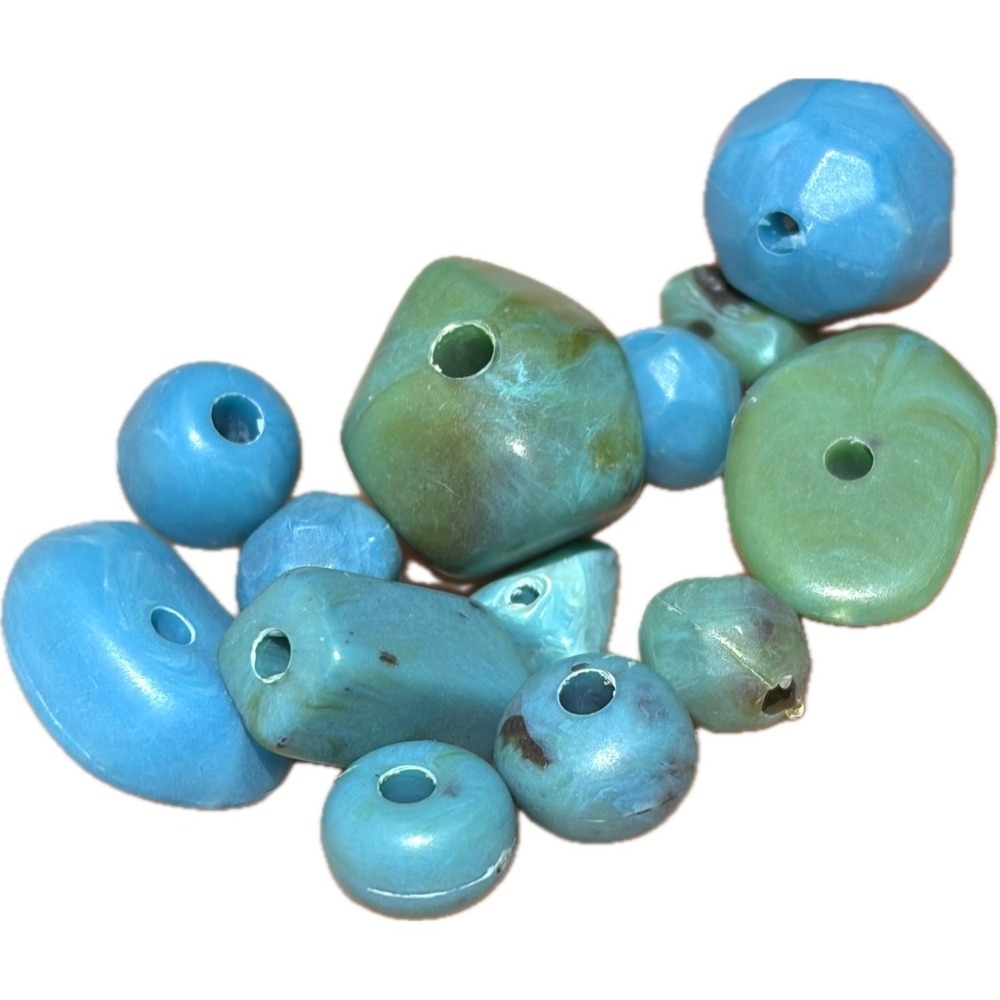 Unbranded Mixed Bead Lot Boho Turquoise Green Resin Acrylic Jewelry Making Craft